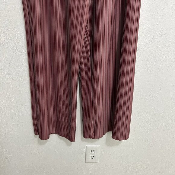 Marc New York Rose Pink Ribbed Accordion Pleated Pants Wide Leg Pull On Size S - Picture 3 of 10